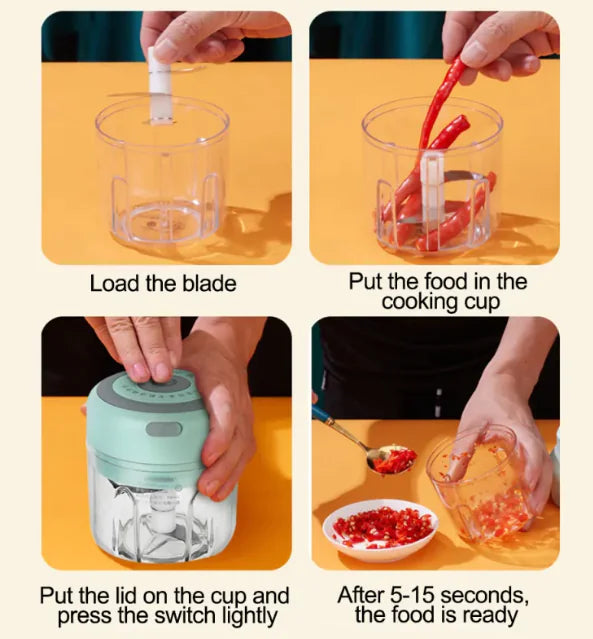 Portable Mini Electric Garlic Chopper & Food Processor